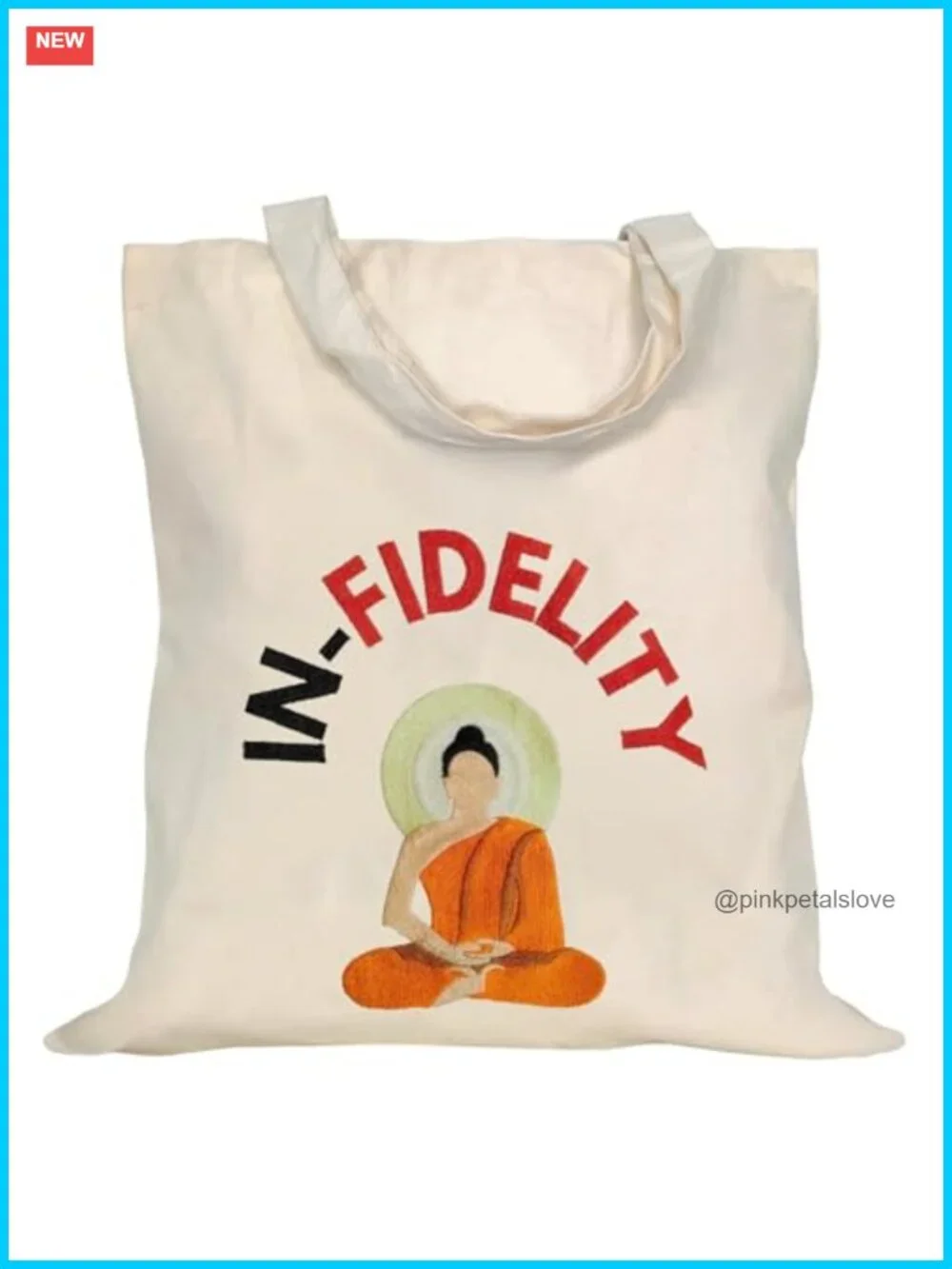 100% Cotton Canvas Tote - Embroidered Reusable Grocery Shopping Bag